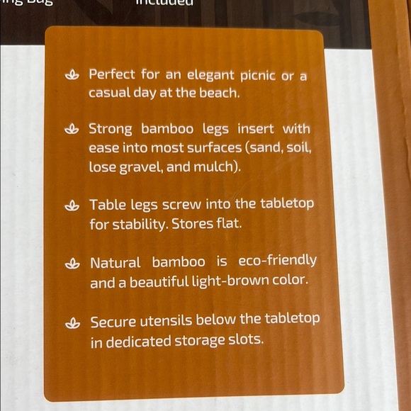 Natural Bamboo Picnic Table - Picture 5 of 6